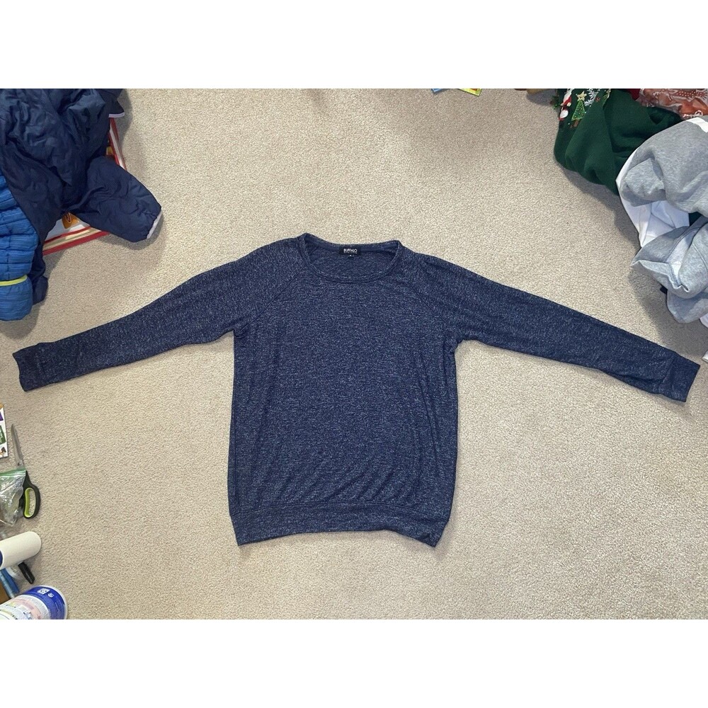 Buffalo David Bitton Women's Blue Space Dye Pullover Sweatshirt Size M